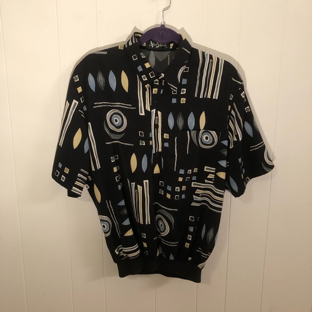 Alan Stuart Vintage Retro Multicolor Abstract Shirt Large